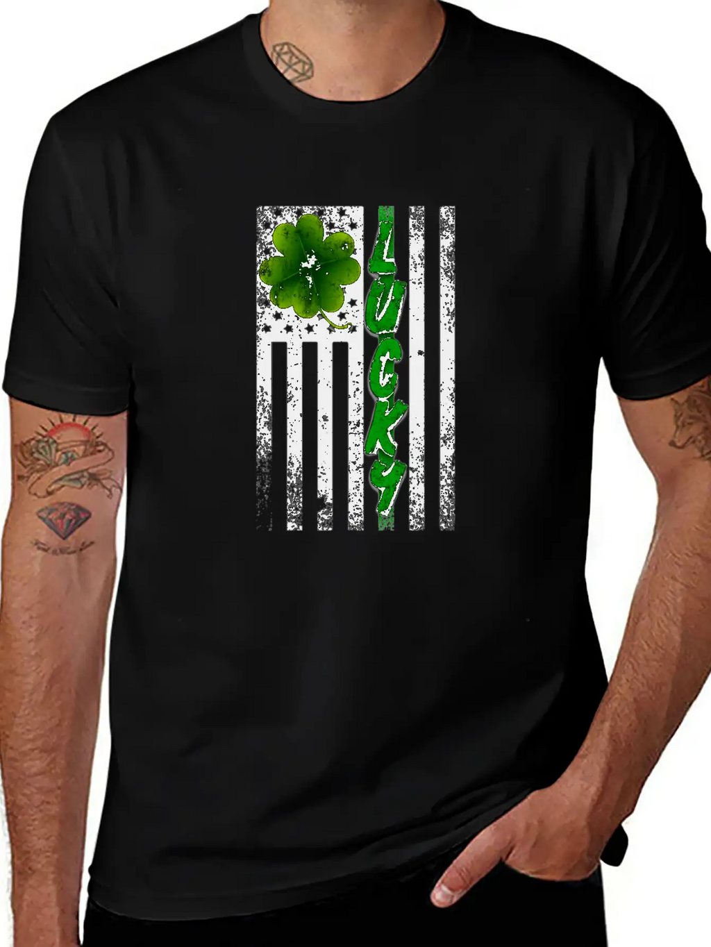 Lucky American Flag For Light Breathable Graphic T-Shirt – Perfect For Casual Days