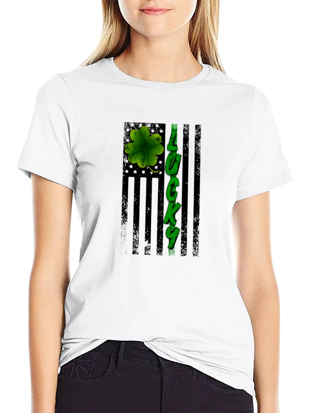 Lucky American Flag For Light Breathable Graphic T-Shirt – Perfect For Casual Days