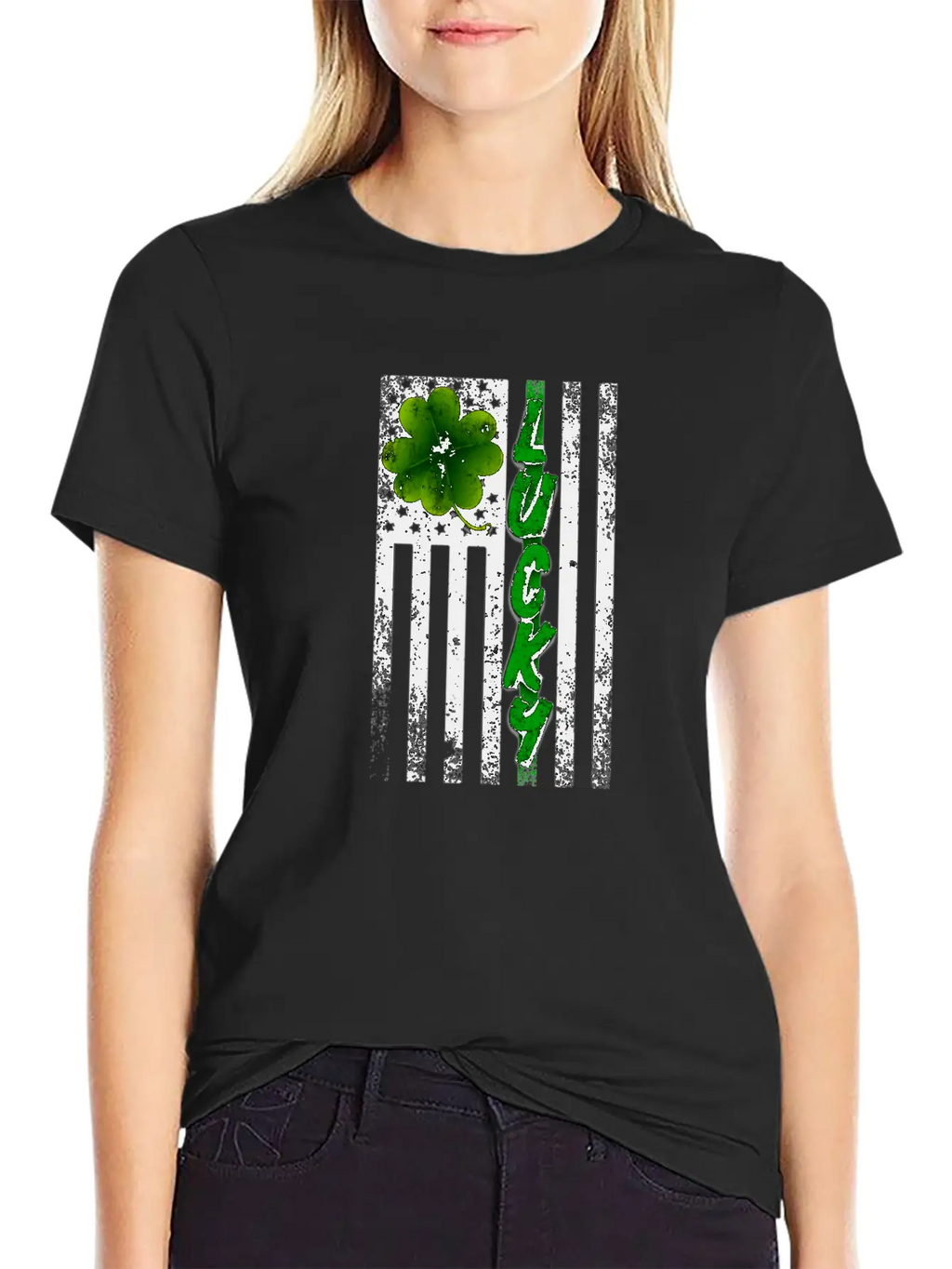 Lucky American Flag For Light Breathable Graphic T-Shirt – Perfect For Casual Days