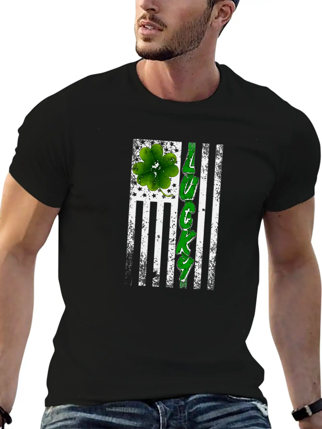 Lucky American Flag For Light Breathable Graphic T-Shirt – Perfect For Casual Days