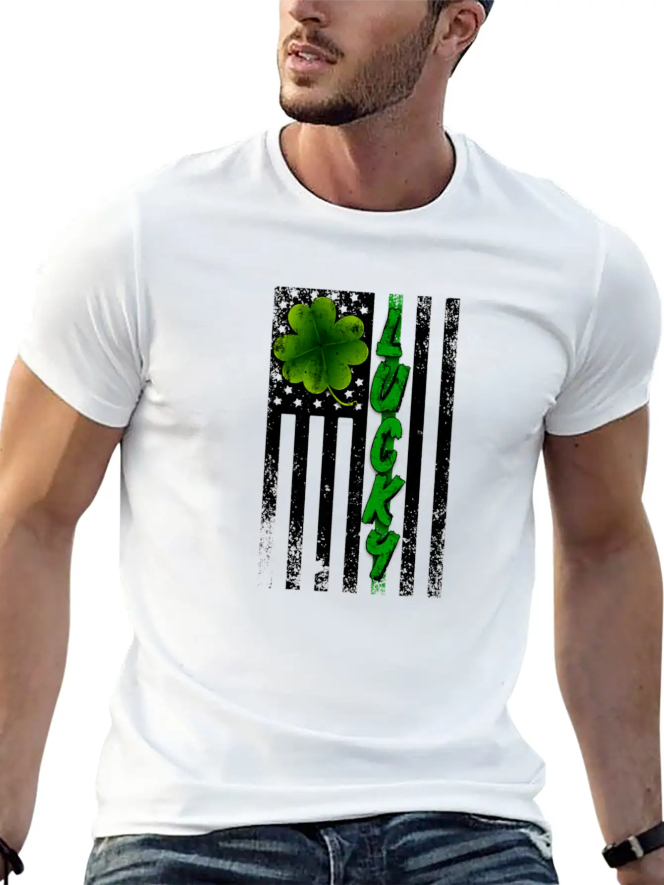 Lucky American Flag For Light Breathable Graphic T-Shirt – Perfect For Casual Days