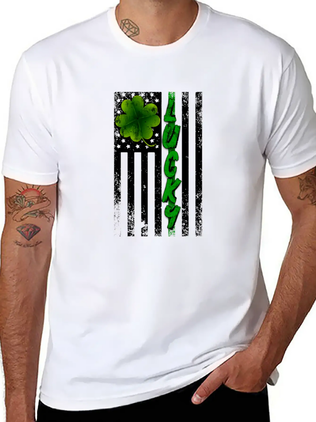 Lucky American Flag For Light Breathable Graphic T-Shirt – Perfect For Casual Days