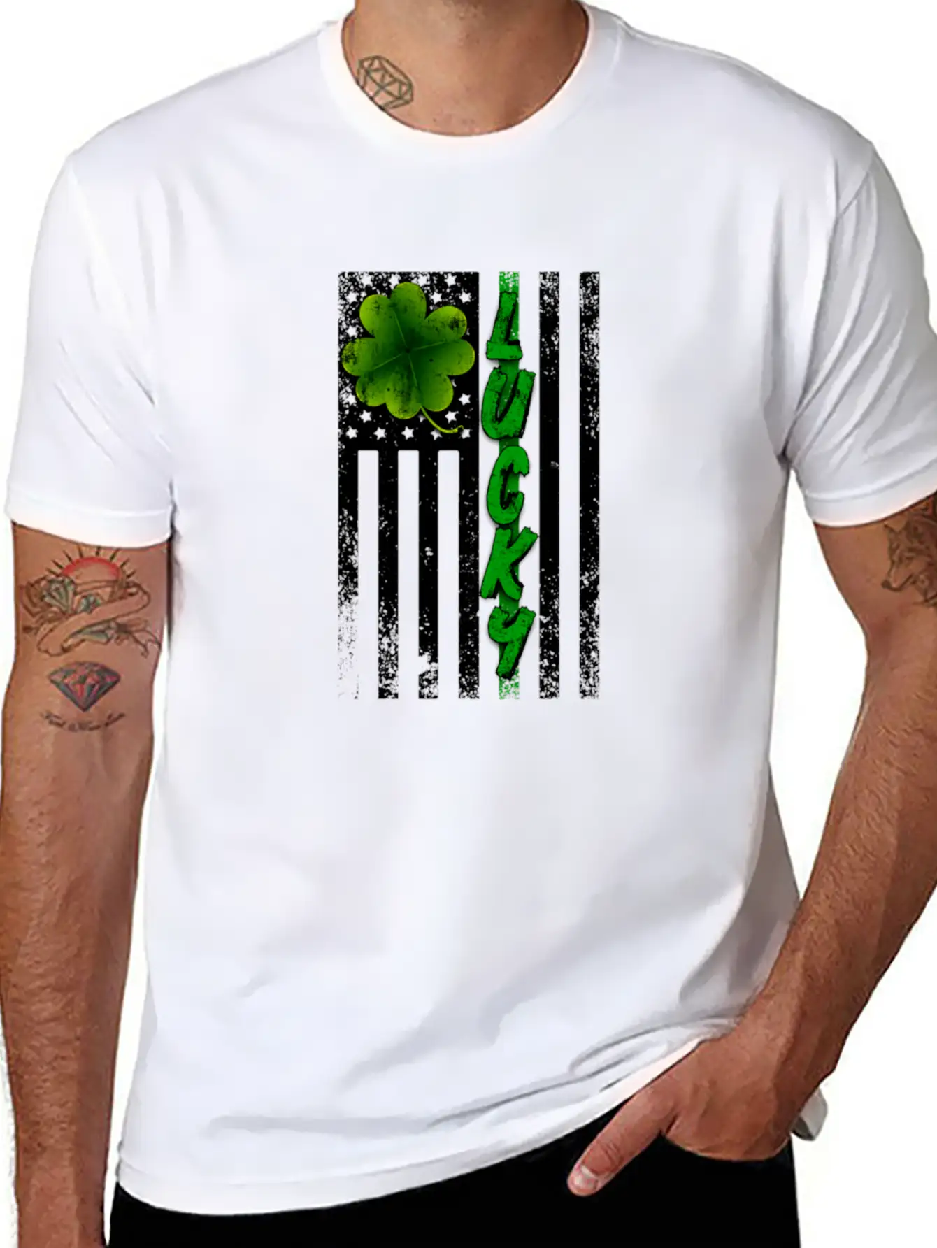 Lucky American Flag For Light Breathable Graphic T-Shirt – Perfect For Casual Days