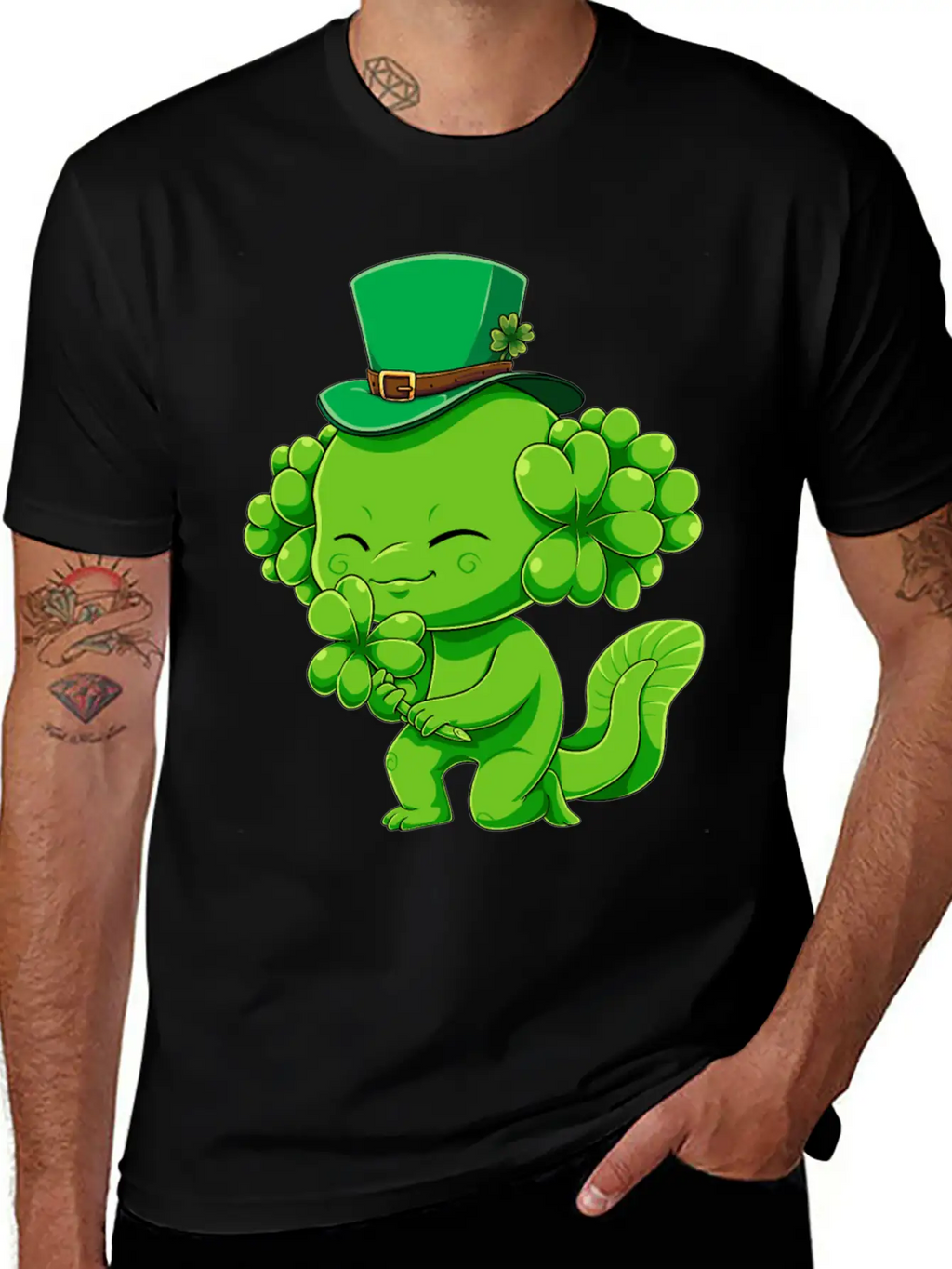 Lucky Axolotl Leprechaun St Patricks Day Irish Sha Essential Cotton Tee For Daily Outfits – Unisex Style