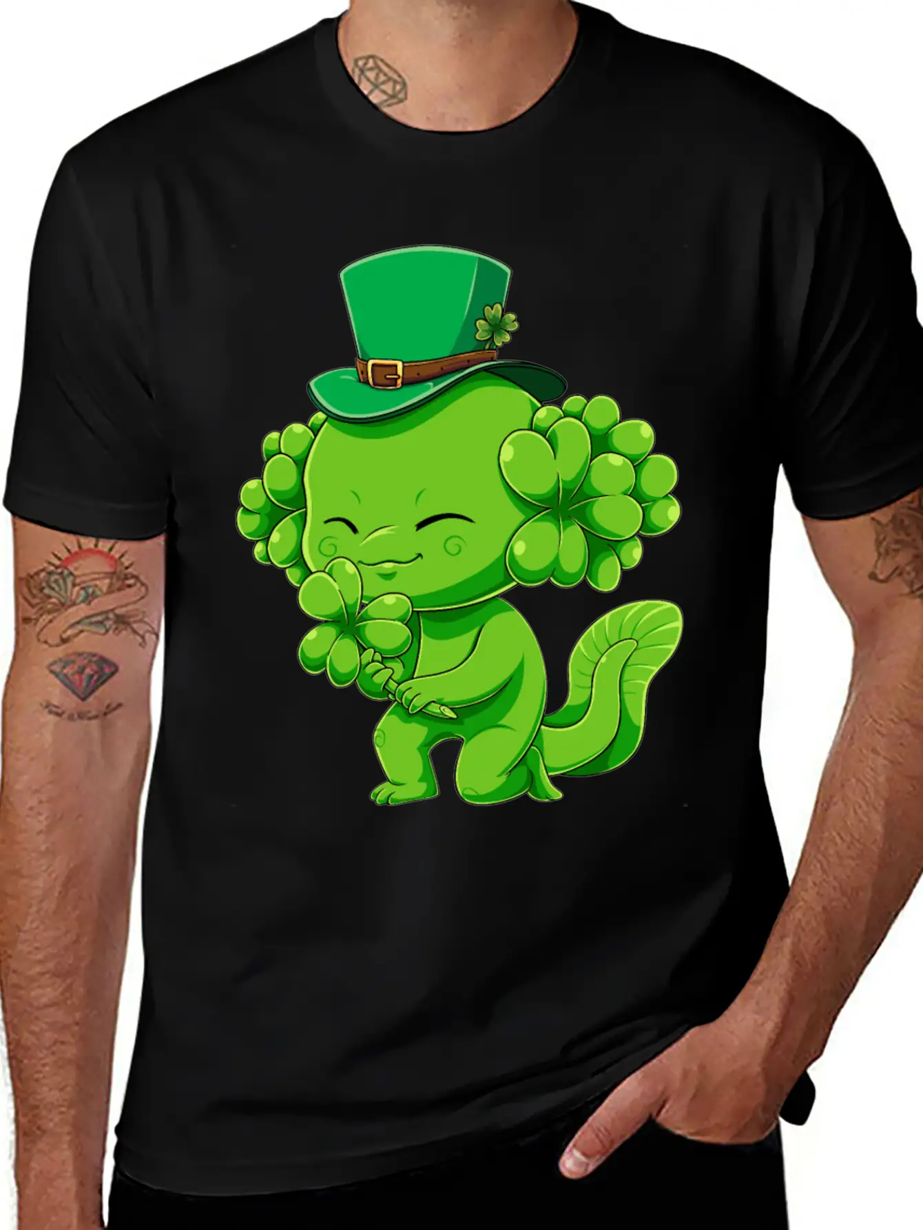 Lucky Axolotl Leprechaun St Patricks Day Irish Sha Essential Cotton Tee For Daily Outfits – Unisex Style
