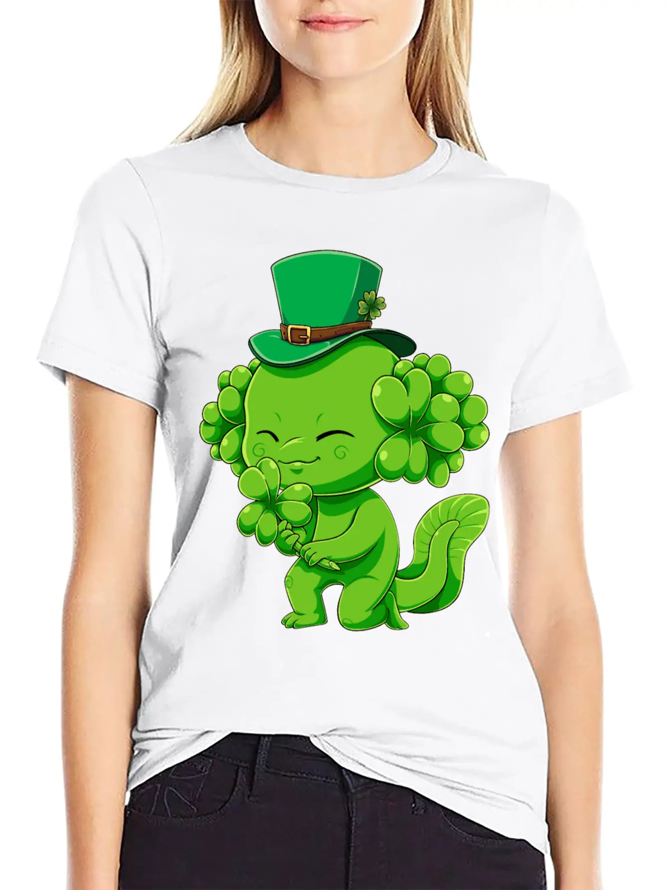 Lucky Axolotl Leprechaun St Patricks Day Irish Sha Essential Cotton Tee For Daily Outfits – Unisex Style