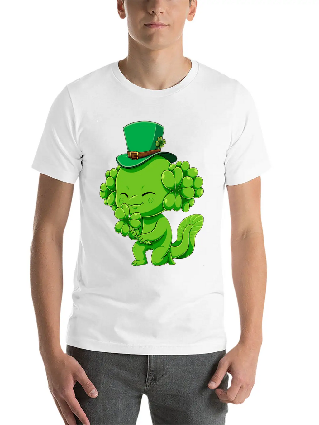 Lucky Axolotl Leprechaun St Patricks Day Irish Sha Essential Cotton Tee For Daily Outfits – Unisex Style