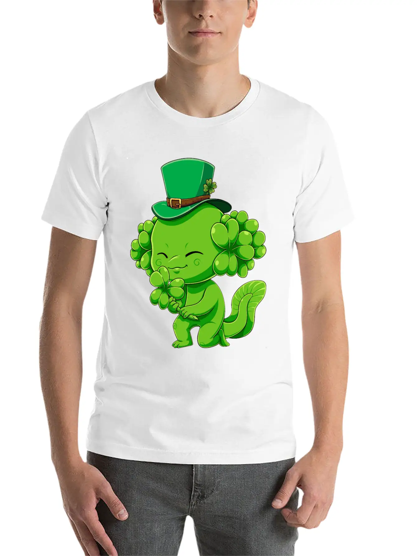 Lucky Axolotl Leprechaun St Patricks Day Irish Sha Essential Cotton Tee For Daily Outfits – Unisex Style