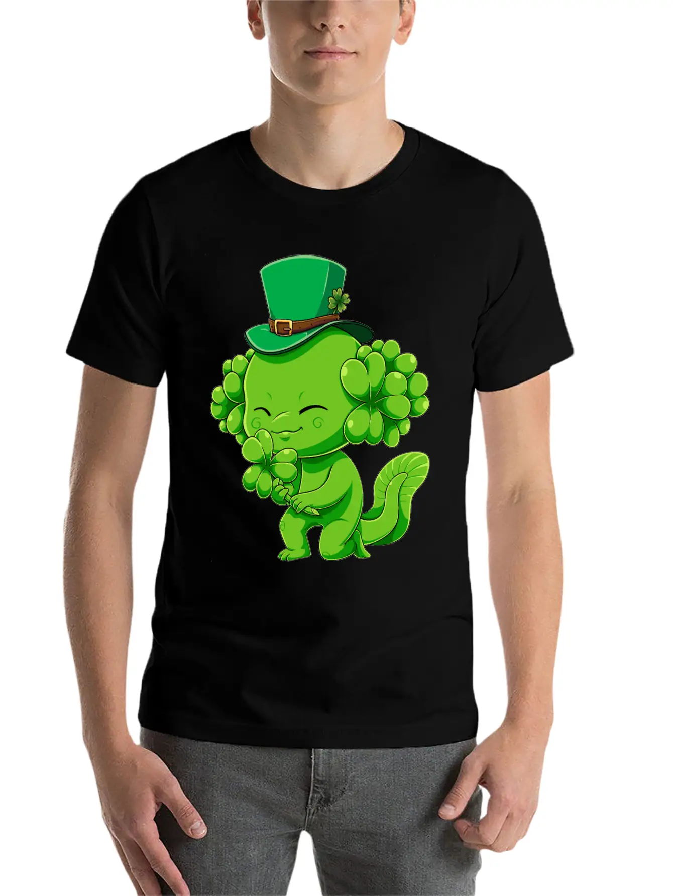 Lucky Axolotl Leprechaun St Patricks Day Irish Sha Essential Cotton Tee For Daily Outfits – Unisex Style