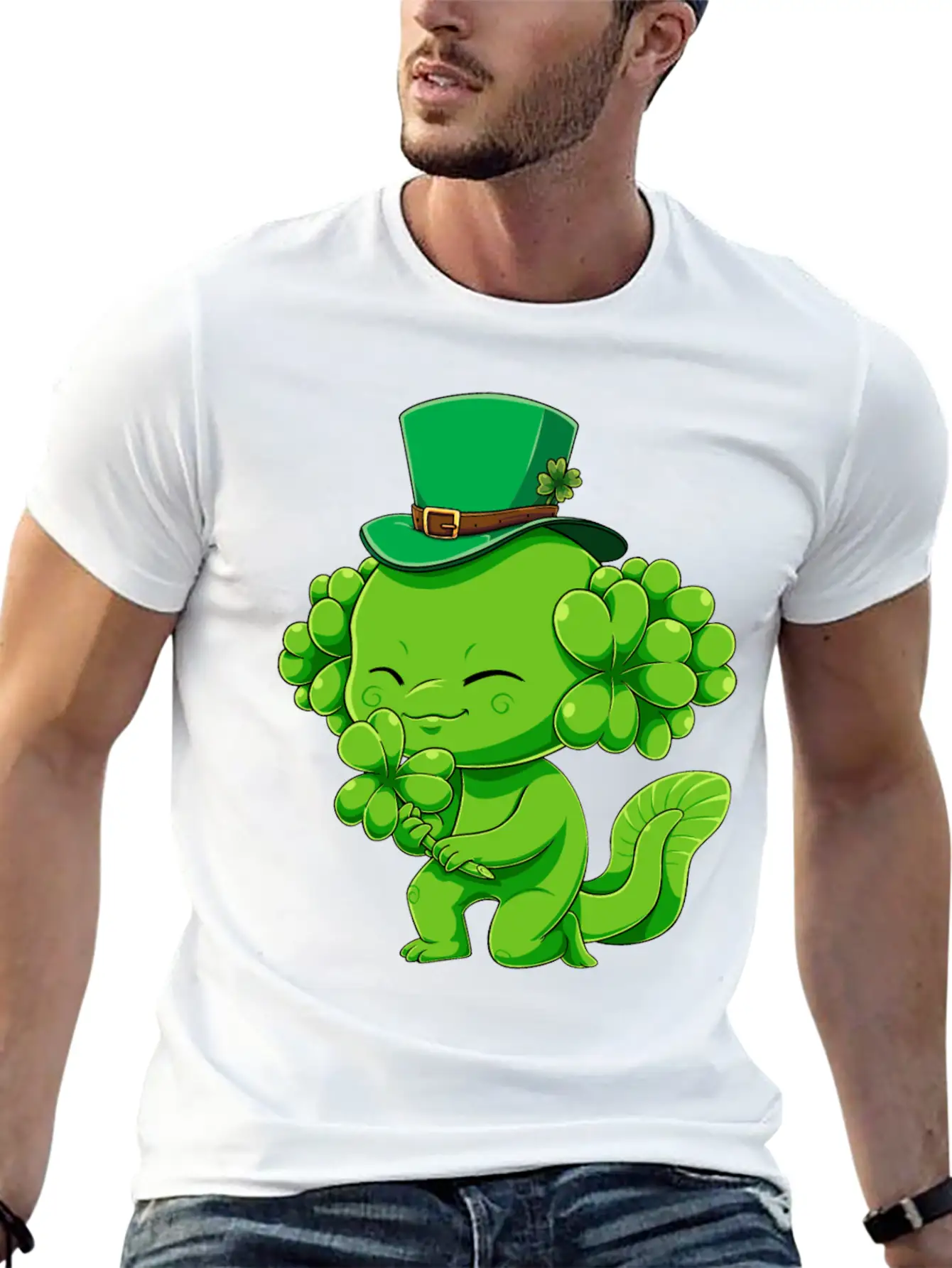Lucky Axolotl Leprechaun St Patricks Day Irish Sha Essential Cotton Tee For Daily Outfits – Unisex Style
