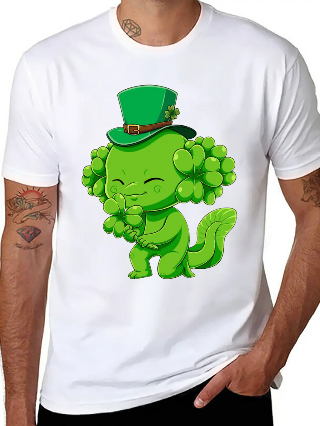 Lucky Axolotl Leprechaun St Patricks Day Irish Sha Essential Cotton Tee For Daily Outfits – Unisex Style