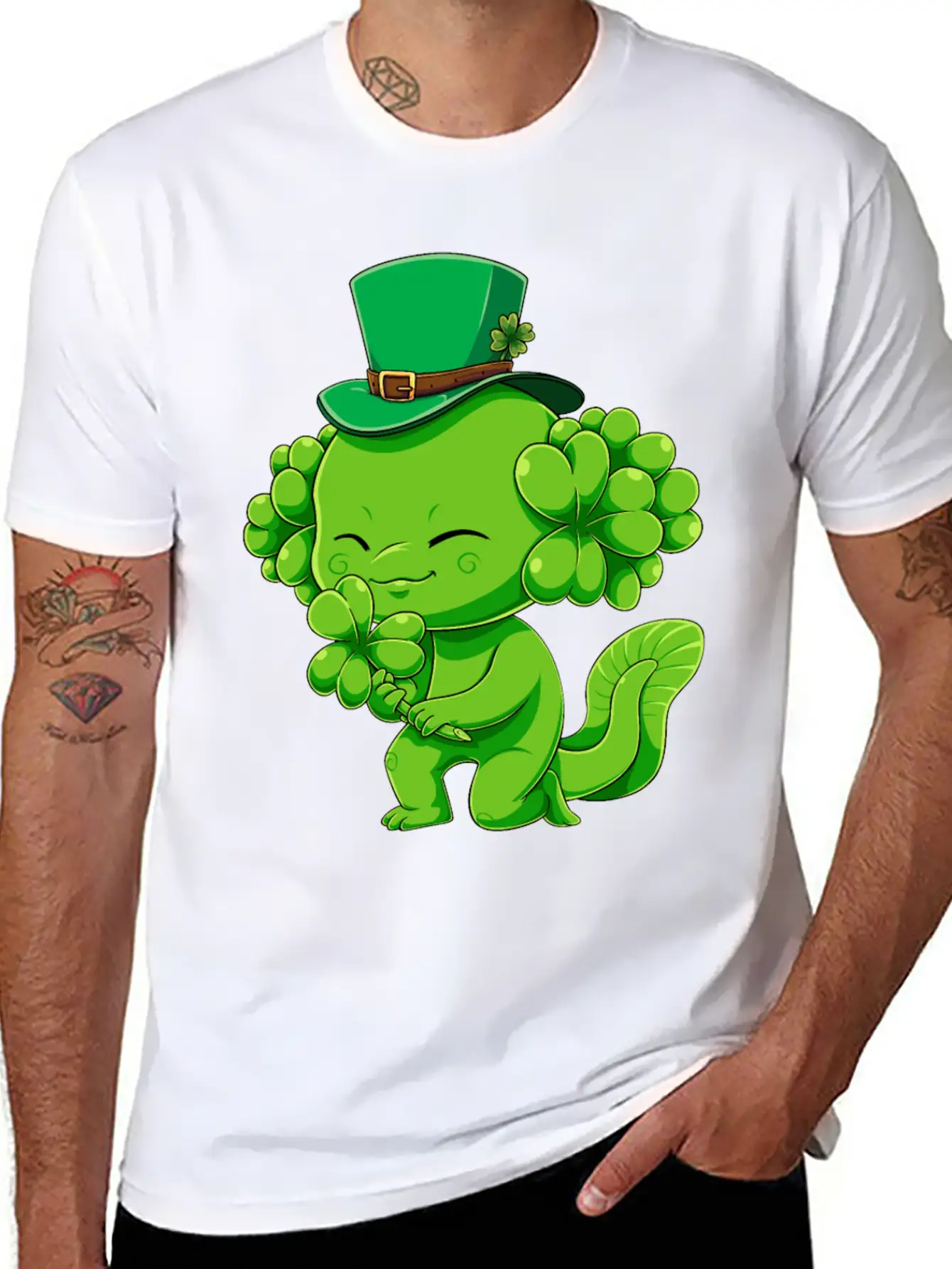 Lucky Axolotl Leprechaun St Patricks Day Irish Sha Essential Cotton Tee For Daily Outfits – Unisex Style