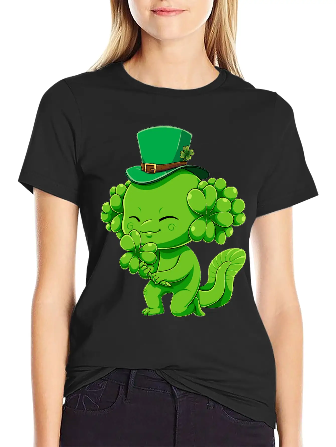 Lucky Axolotl Leprechaun St Patricks Day Irish Sha Essential Cotton Tee For Daily Outfits – Unisex Style