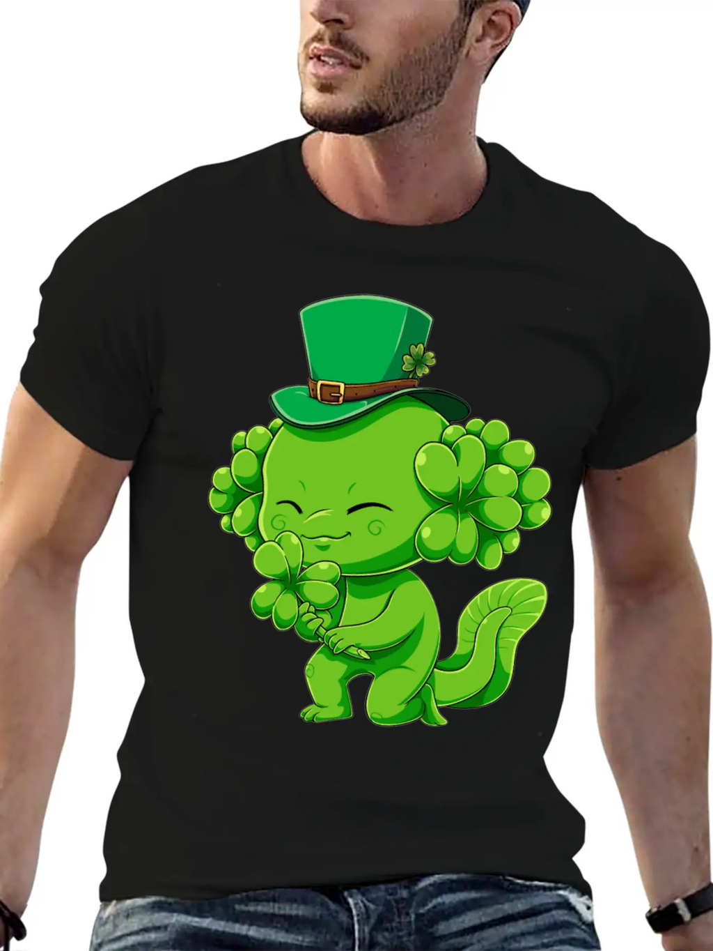 Lucky Axolotl Leprechaun St Patricks Day Irish Sha Essential Cotton Tee For Daily Outfits – Unisex Style