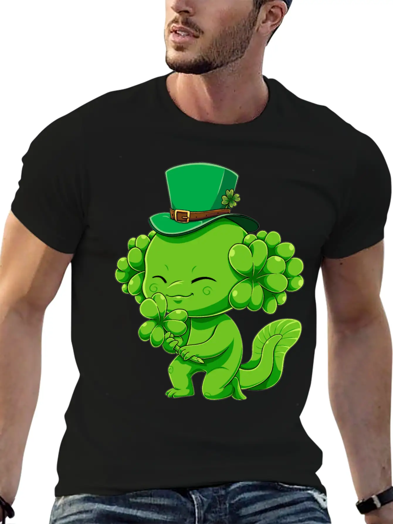 Lucky Axolotl Leprechaun St Patricks Day Irish Sha Essential Cotton Tee For Daily Outfits – Unisex Style