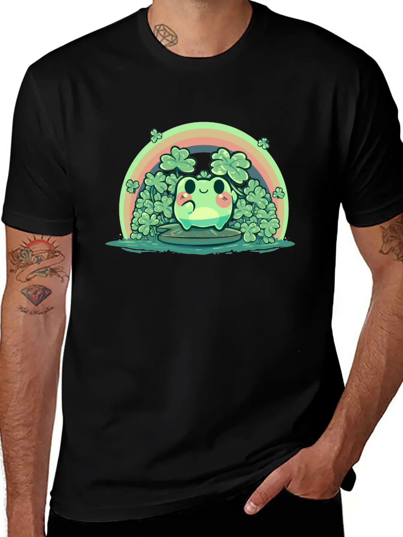 Lucky Cute Frog Breathable Soft Cotton T-Shirt – Timeless Casual Look
