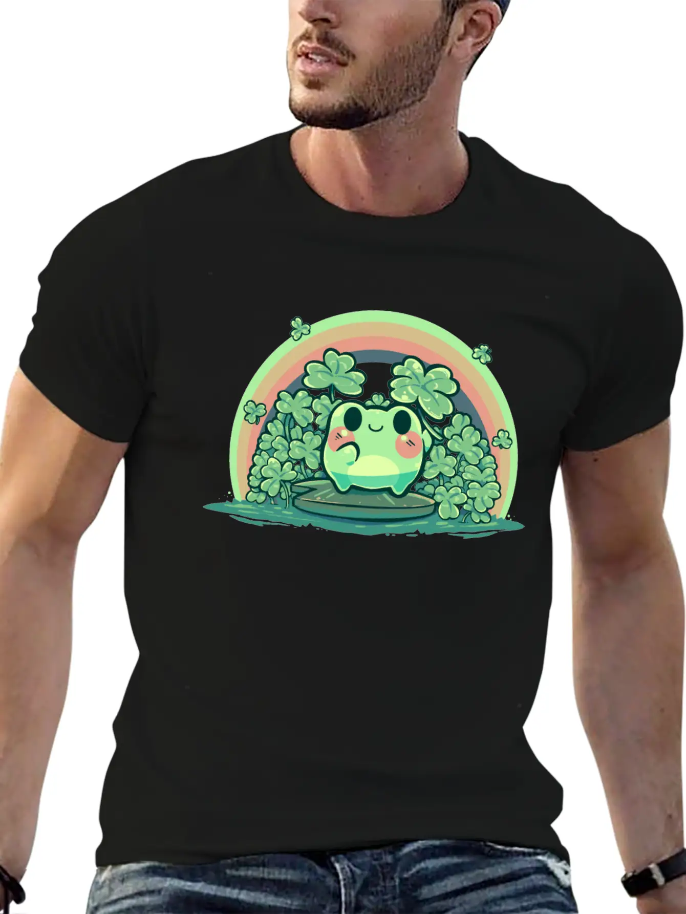 Lucky Cute Frog Breathable Soft Cotton T-Shirt – Timeless Casual Look