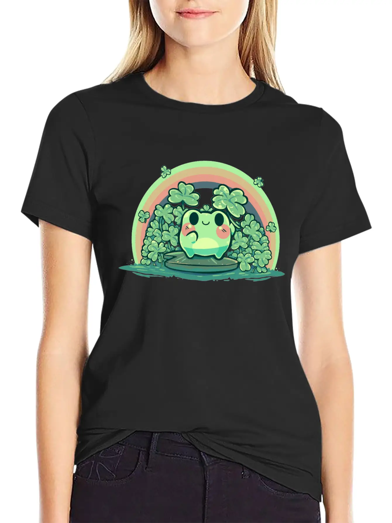 Lucky Cute Frog Breathable Soft Cotton T-Shirt – Timeless Casual Look