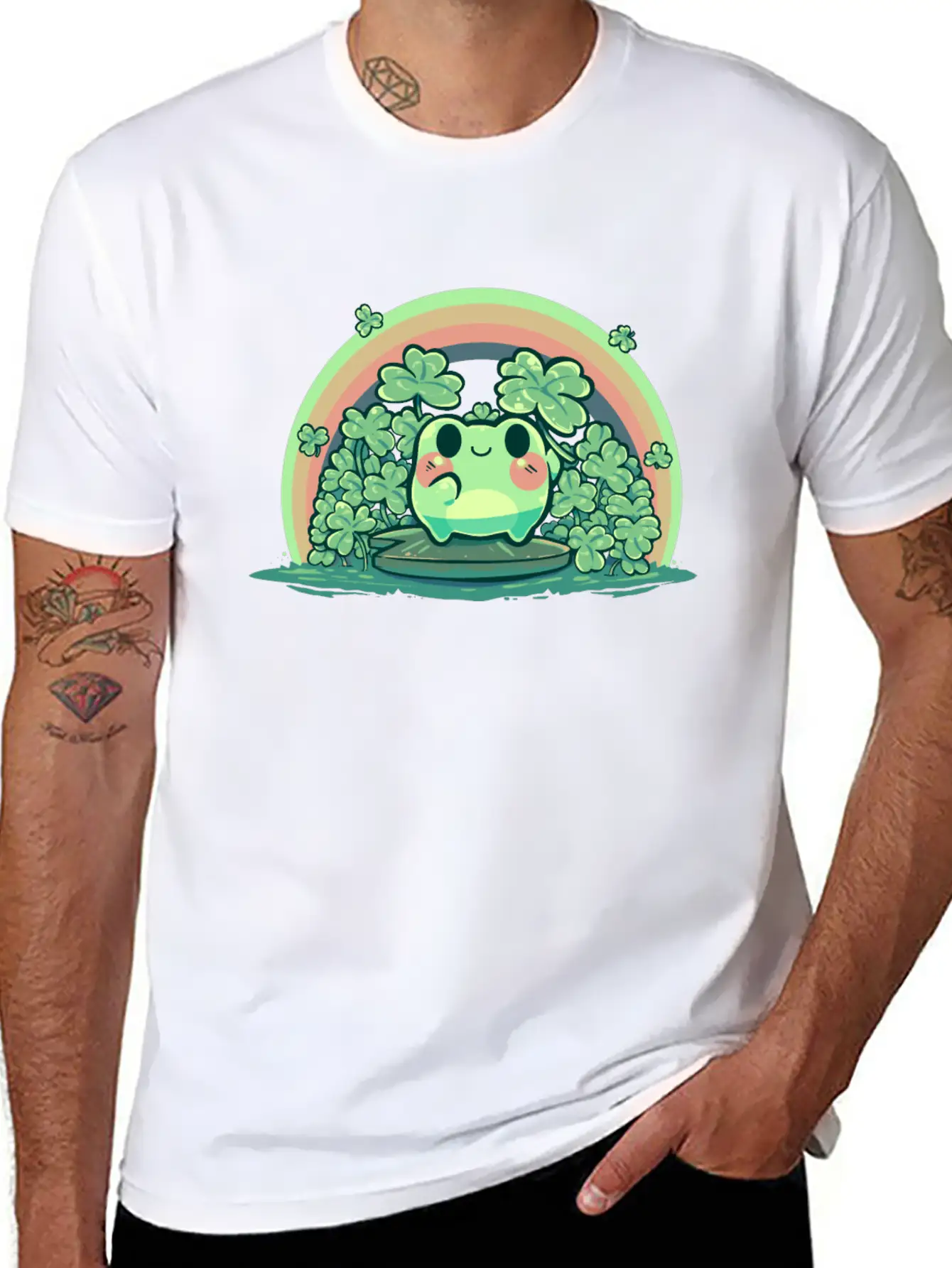 Lucky Cute Frog Breathable Soft Cotton T-Shirt – Timeless Casual Look