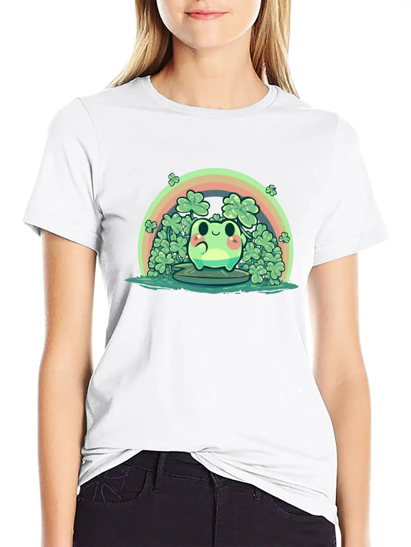 Lucky Cute Frog Breathable Soft Cotton T-Shirt – Timeless Casual Look