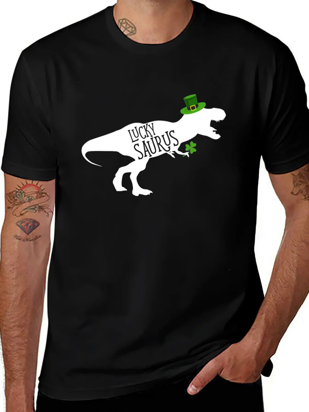 Lucky Saurus Dinosaur Shamrock St Patrick's Day Classic Cotton Tee – Unisex Comfort For Any Season