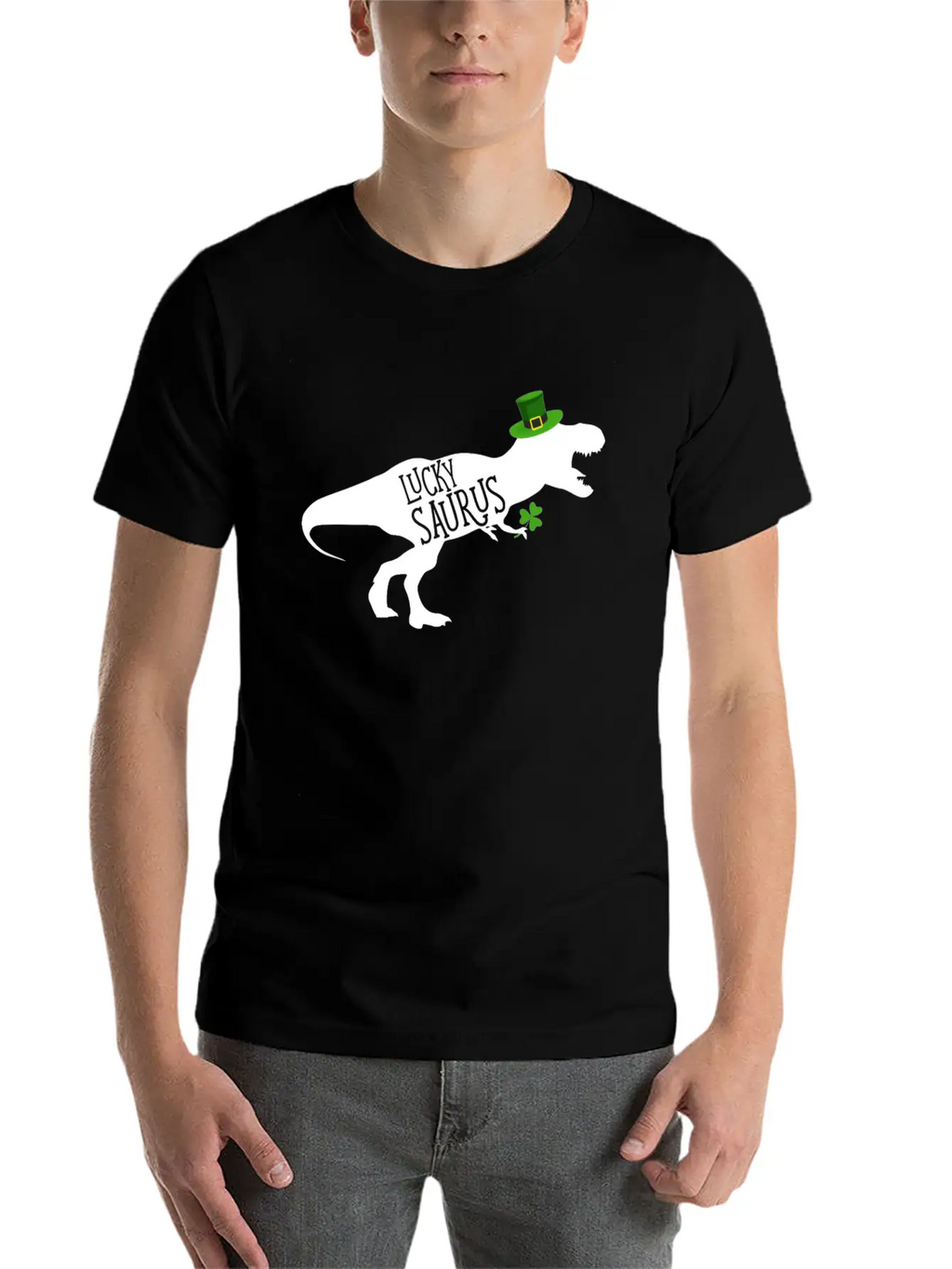Lucky Saurus Dinosaur Shamrock St Patrick's Day Classic Cotton Tee – Unisex Comfort For Any Season