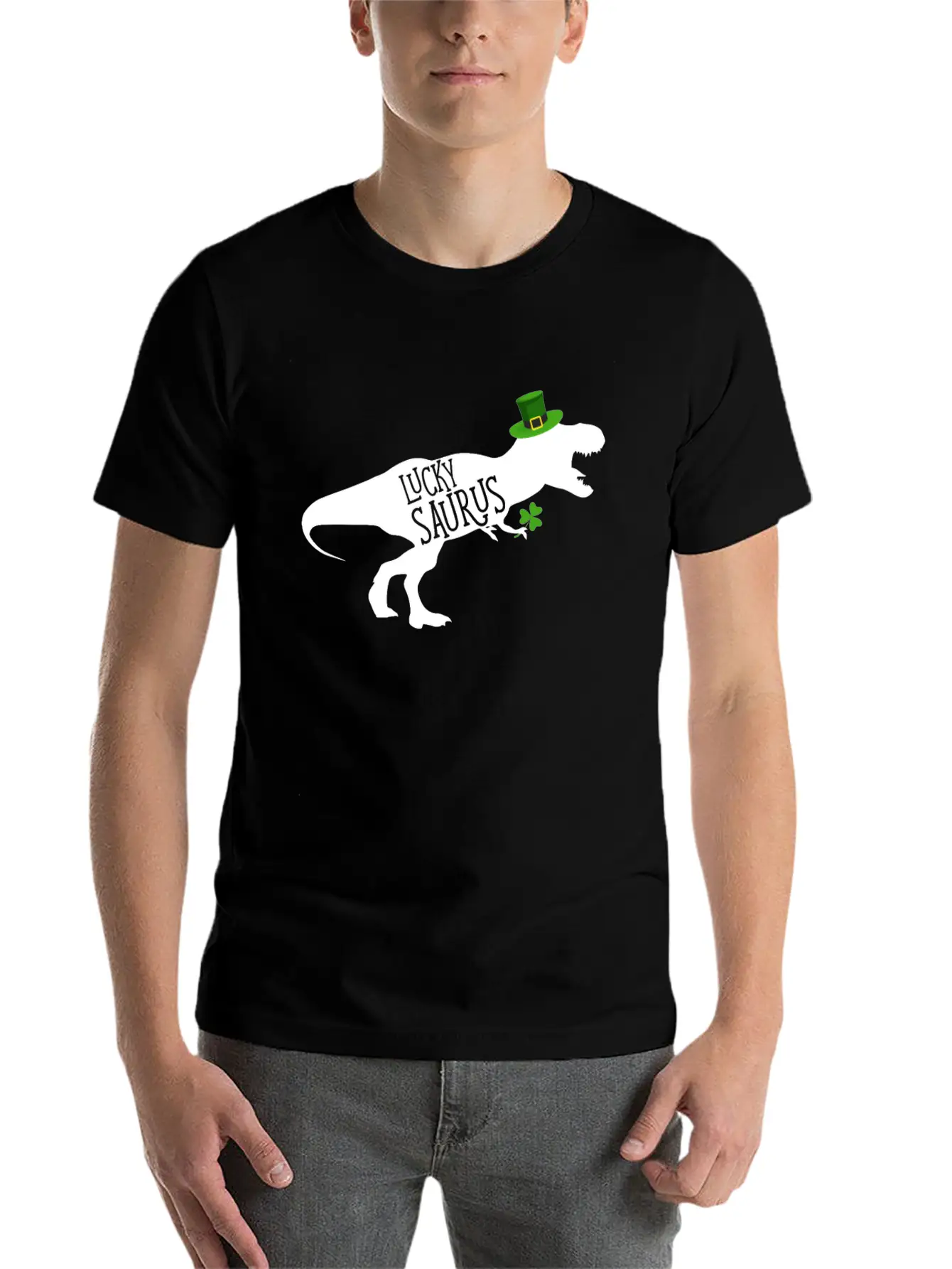 Lucky Saurus Dinosaur Shamrock St Patrick's Day Classic Cotton Tee – Unisex Comfort For Any Season