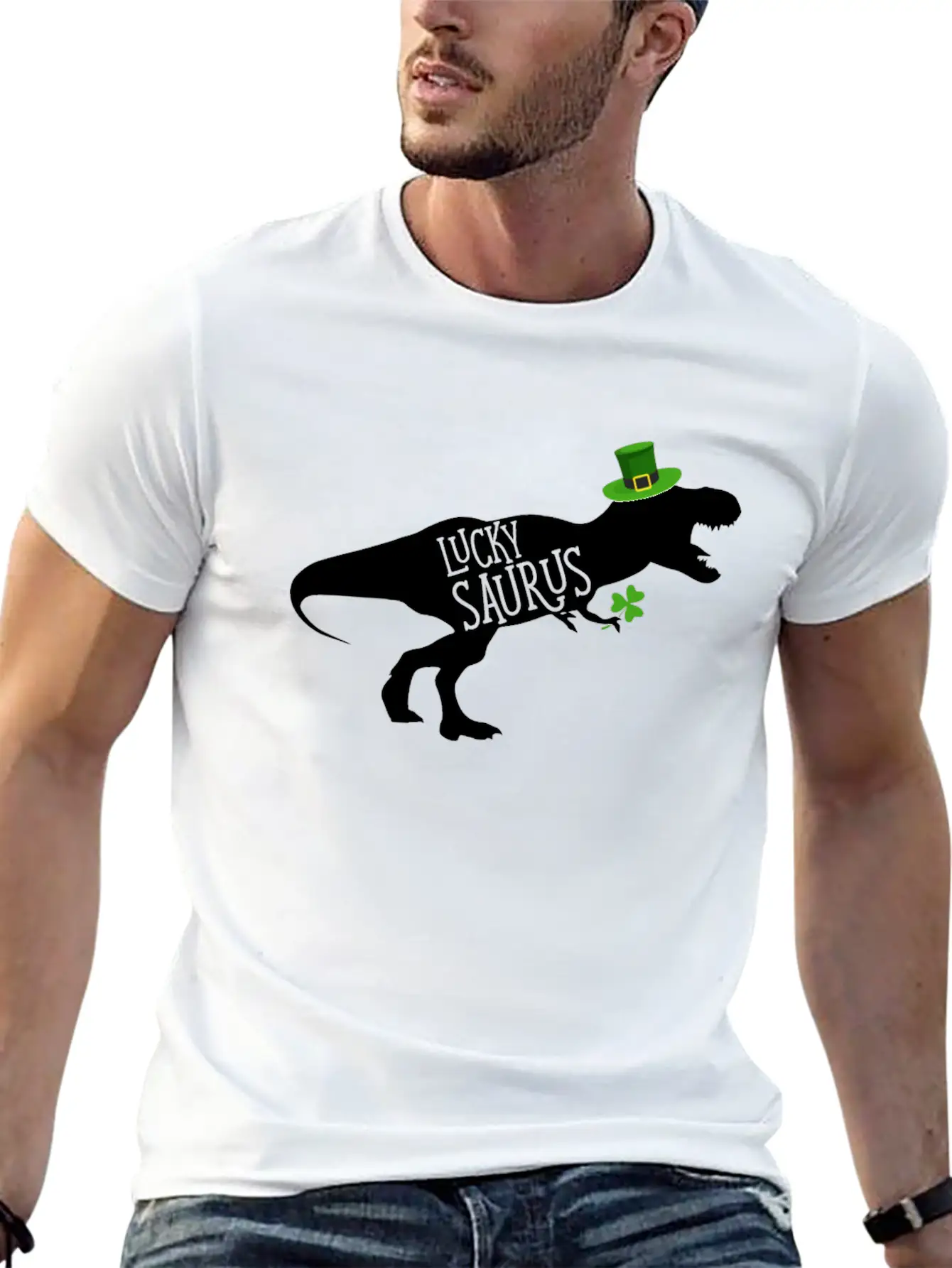 Lucky Saurus Dinosaur Shamrock St Patrick's Day Classic Cotton Tee – Unisex Comfort For Any Season