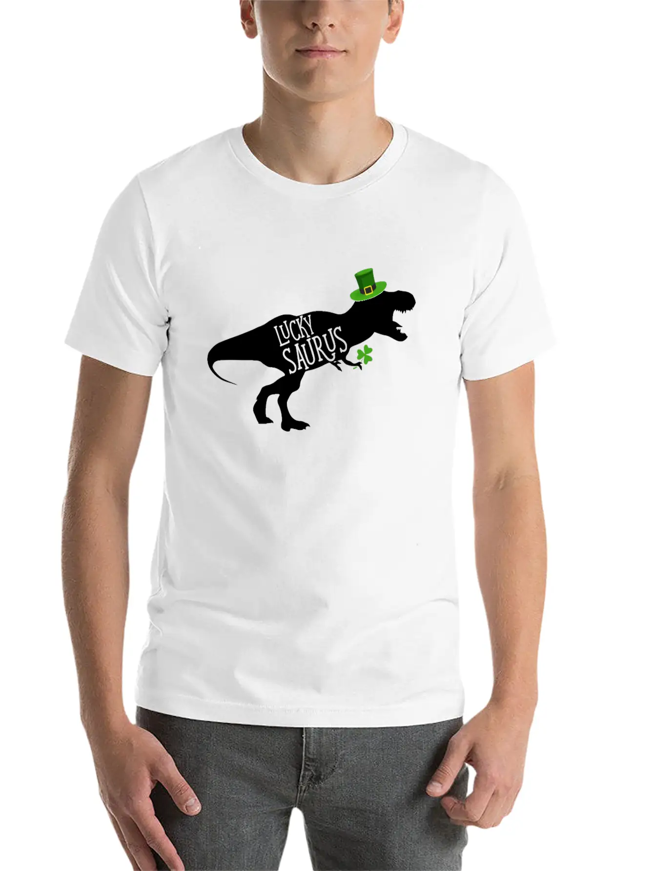 Lucky Saurus Dinosaur Shamrock St Patrick's Day Classic Cotton Tee – Unisex Comfort For Any Season