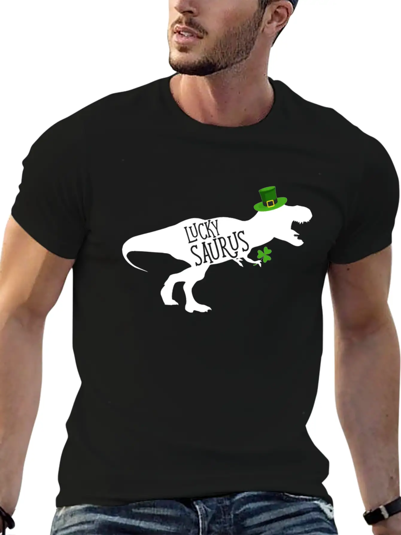 Lucky Saurus Dinosaur Shamrock St Patrick's Day Classic Cotton Tee – Unisex Comfort For Any Season