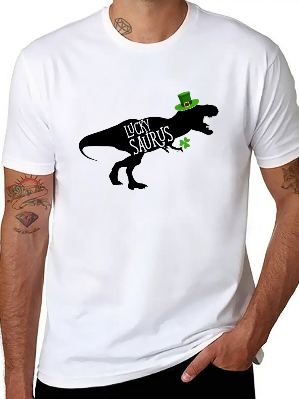 Lucky Saurus Dinosaur Shamrock St Patrick's Day Classic Cotton Tee – Unisex Comfort For Any Season