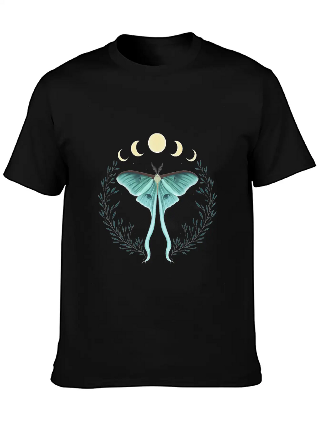 Luna Moth Botanical Moon Phase Breathable Soft Cotton T-Shirt – Timeless Casual Look