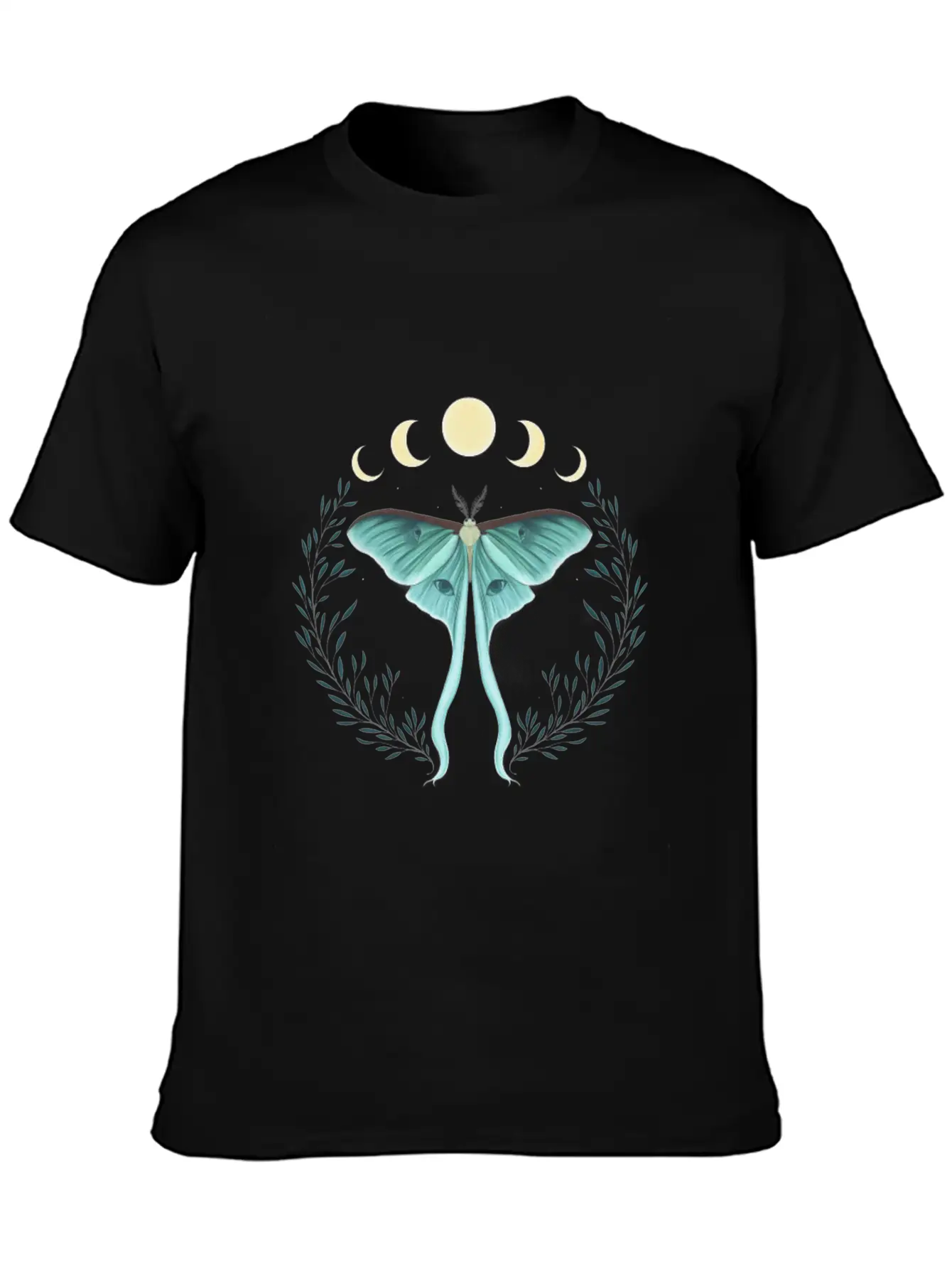 Luna Moth Botanical Moon Phase Breathable Soft Cotton T-Shirt – Timeless Casual Look