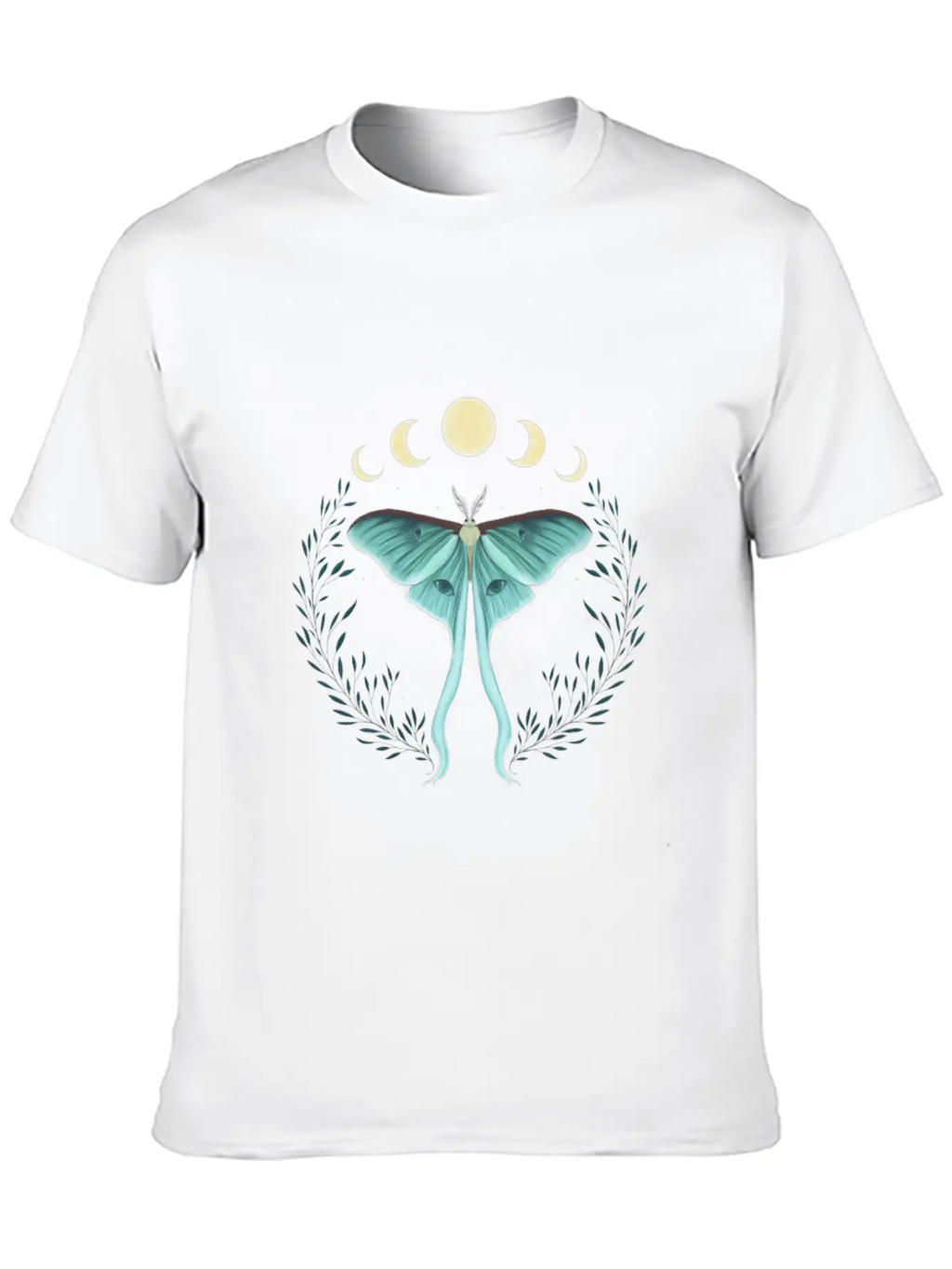 Luna Moth Botanical Moon Phase Breathable Soft Cotton T-Shirt – Timeless Casual Look