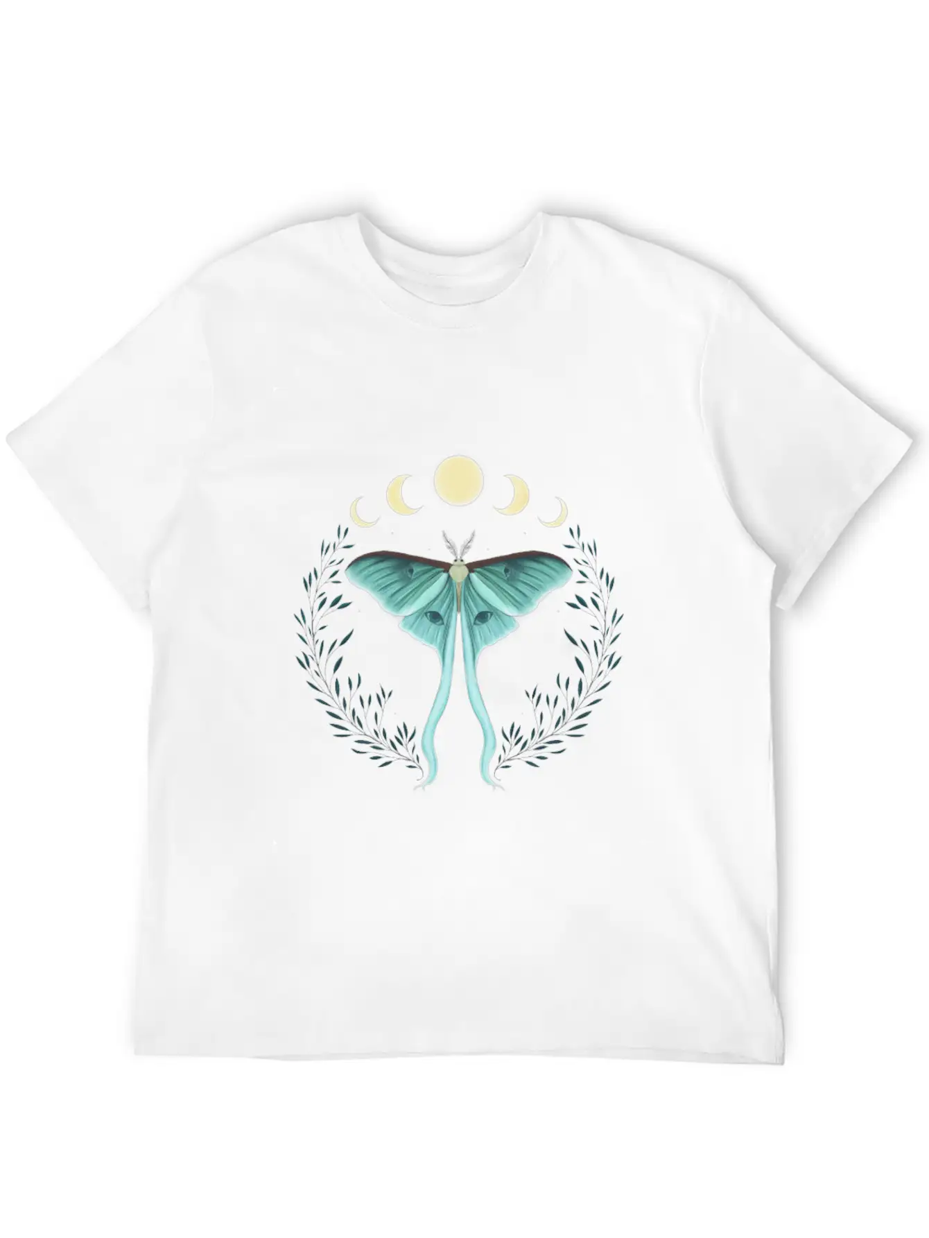 Luna Moth Botanical Moon Phase Breathable Soft Cotton T-Shirt – Timeless Casual Look