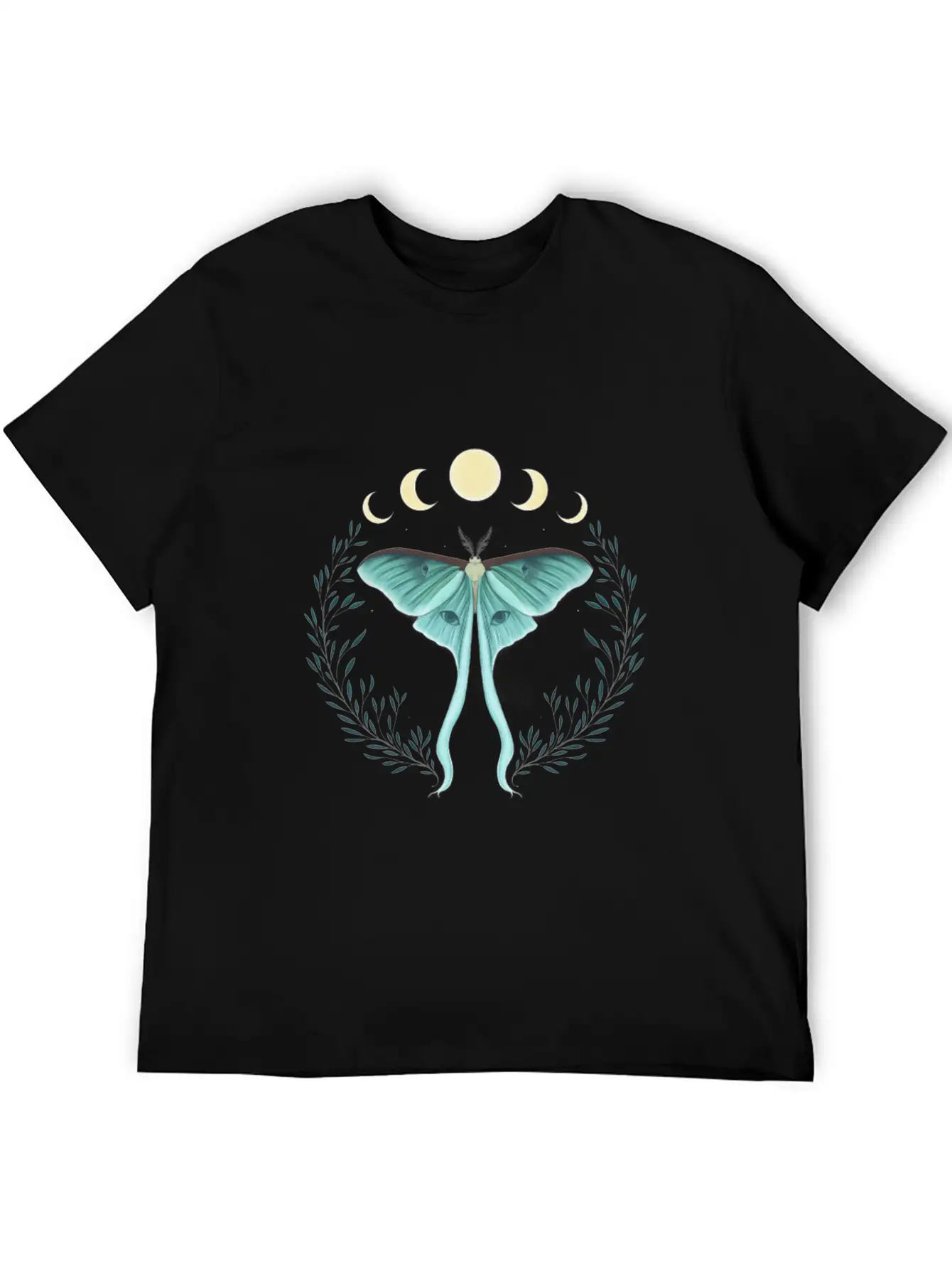 Luna Moth Botanical Moon Phase Breathable Soft Cotton T-Shirt – Timeless Casual Look