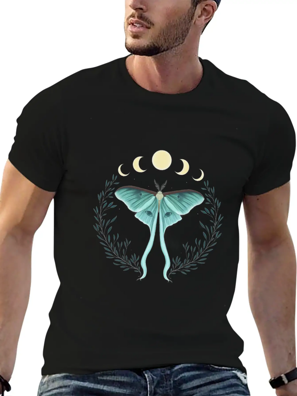 Luna Moth Botanical Moon Phase Breathable Soft Cotton T-Shirt – Timeless Casual Look