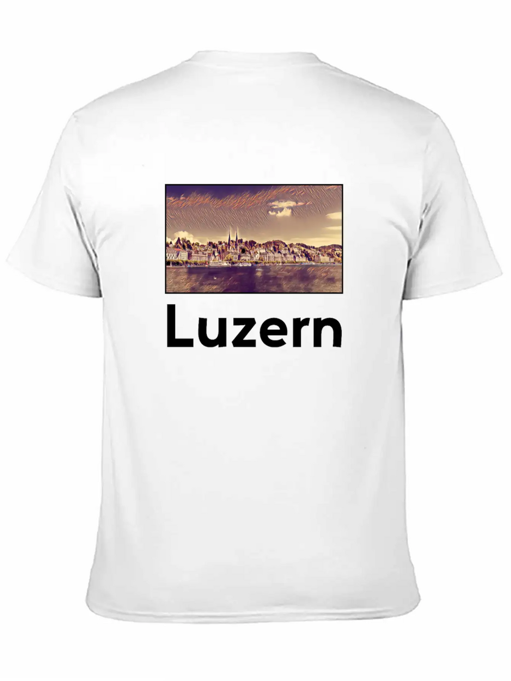 Luzern City Skyline Sights Silhouette Landmark Stylish Everyday T-Shirt – Unisex Basic Cotton Tee