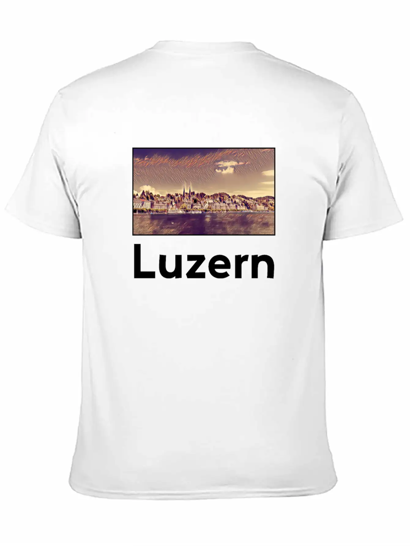 Luzern City Skyline Sights Silhouette Landmark Stylish Everyday T-Shirt – Unisex Basic Cotton Tee