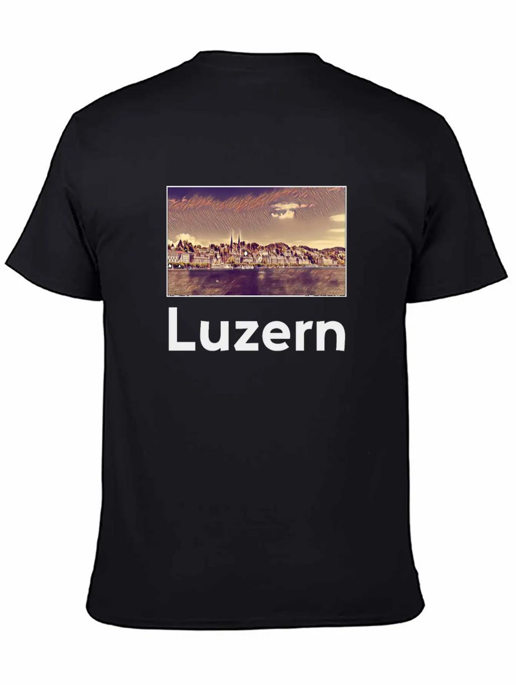 Luzern City Skyline Sights Silhouette Landmark Stylish Everyday T-Shirt – Unisex Basic Cotton Tee