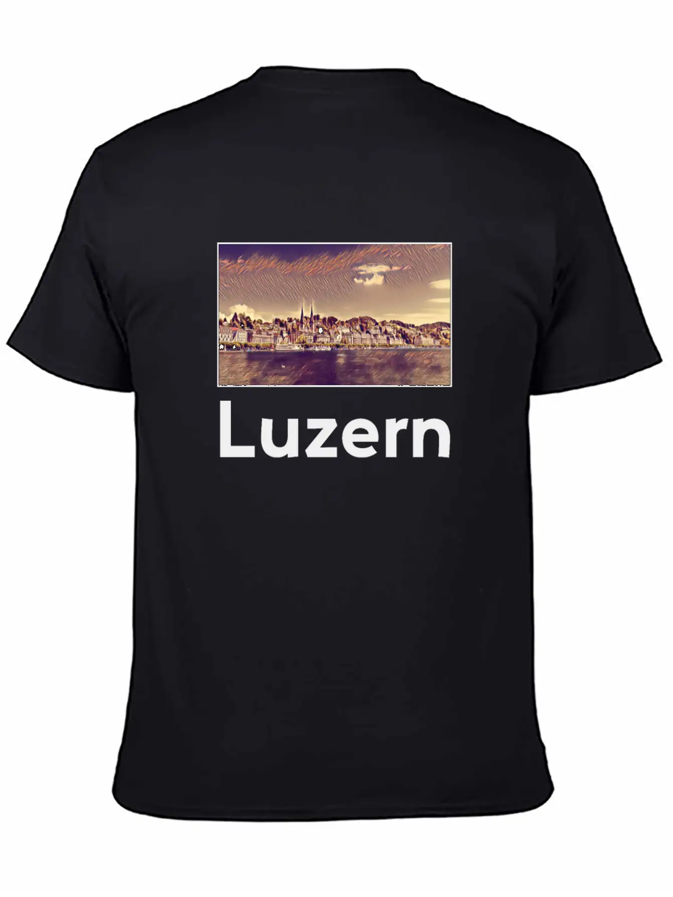 Luzern City Skyline Sights Silhouette Landmark Stylish Everyday T-Shirt – Unisex Basic Cotton Tee