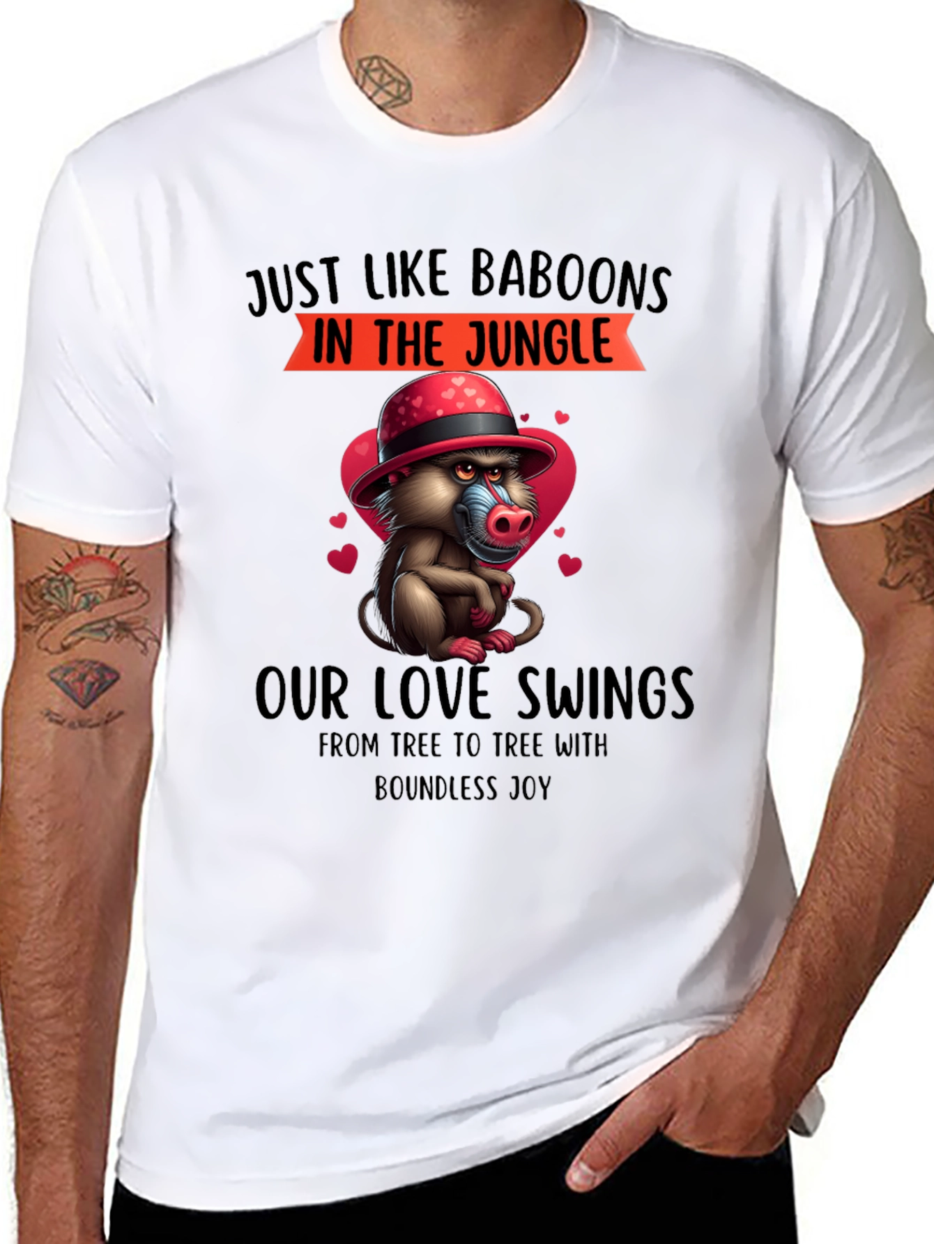 Baboon Love Swings T-Shirt - Jungle Romance Tee