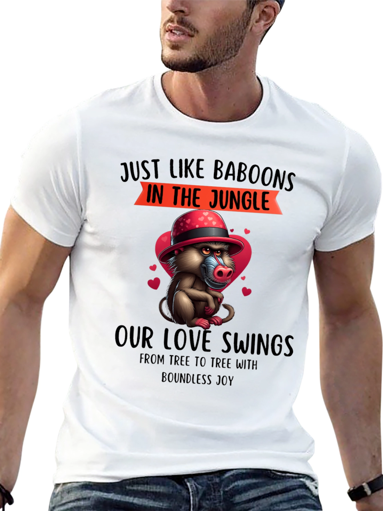 Baboon Love Swings T-Shirt - Jungle Romance Tee