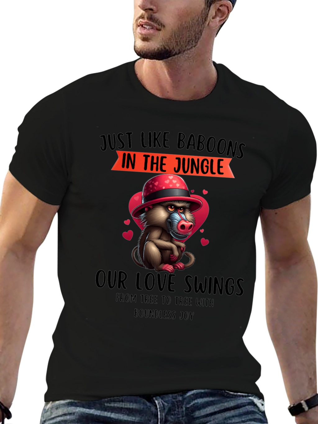 Baboon Love Swings T-Shirt - Jungle Romance Tee