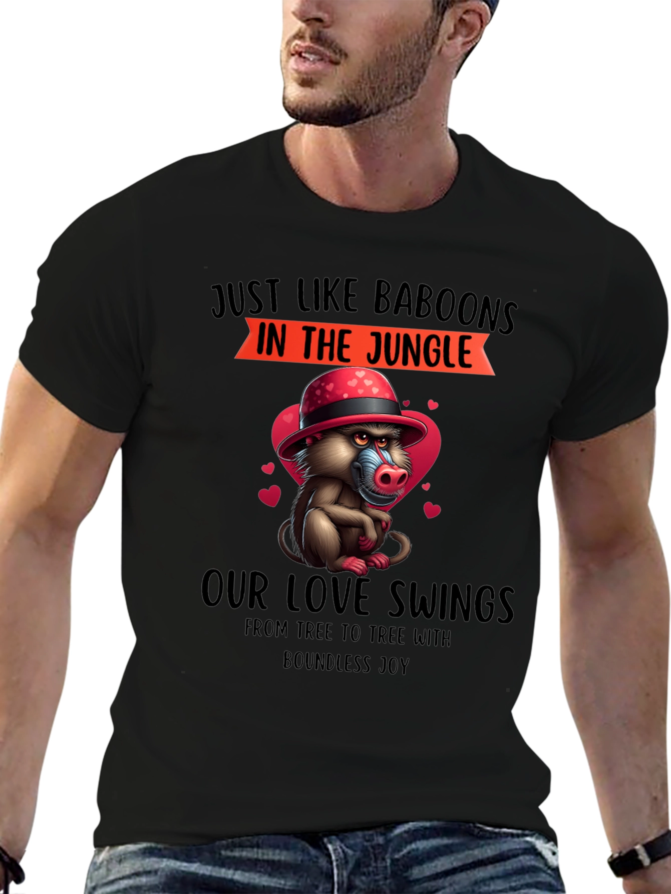 Baboon Love Swings T-Shirt - Jungle Romance Tee