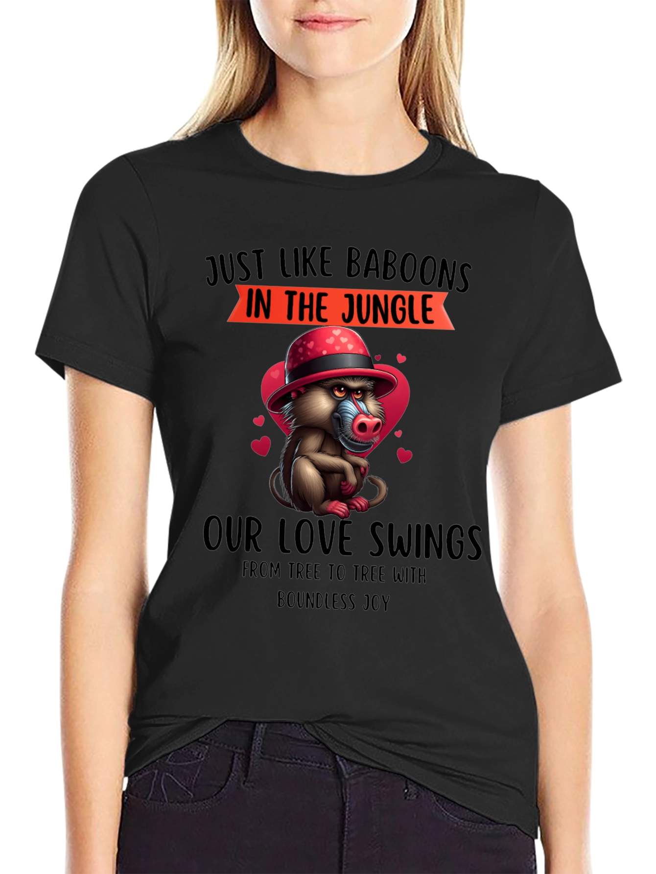 Baboon Love Swings T-Shirt - Jungle Romance Tee