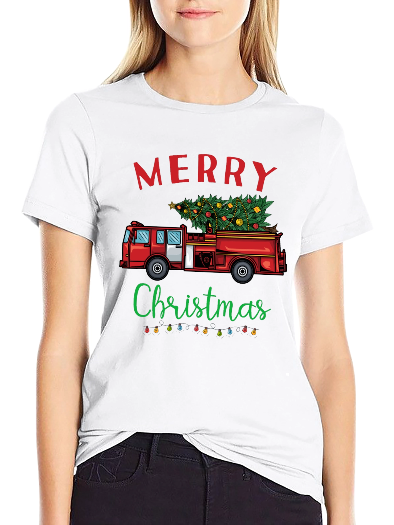 Merry Christmas Fire Truck T-Shirt