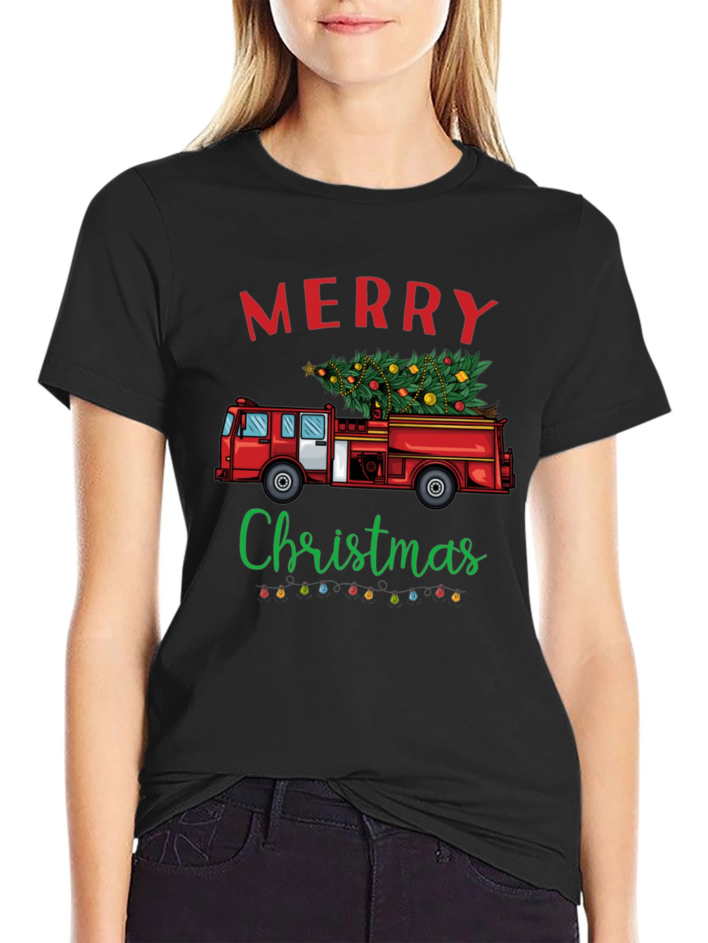 Merry Christmas Fire Truck T-Shirt