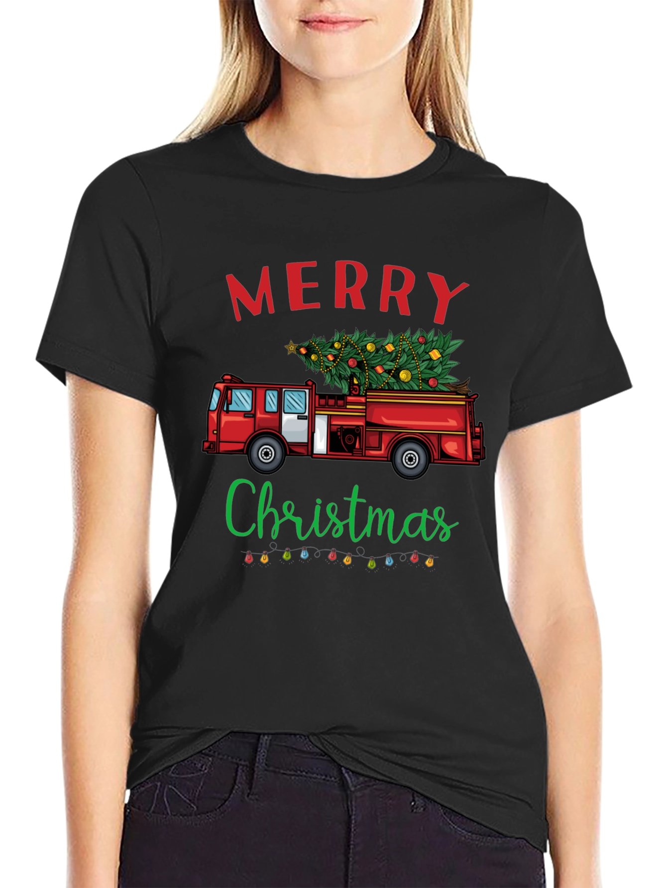 Merry Christmas Fire Truck T-Shirt