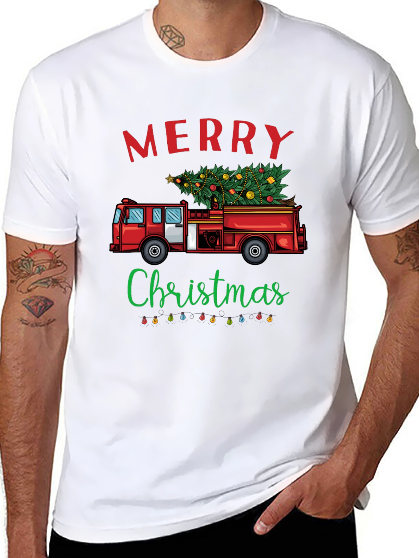 Merry Christmas Fire Truck T-Shirt